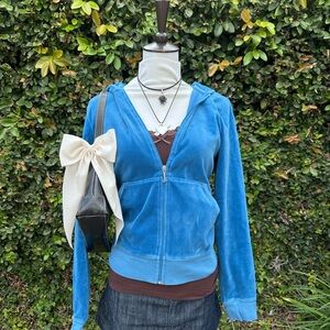 Juicy Couture Bright Blue Velour Zip Hoodie